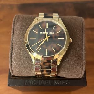 Michael Kors tortoise & gold watch